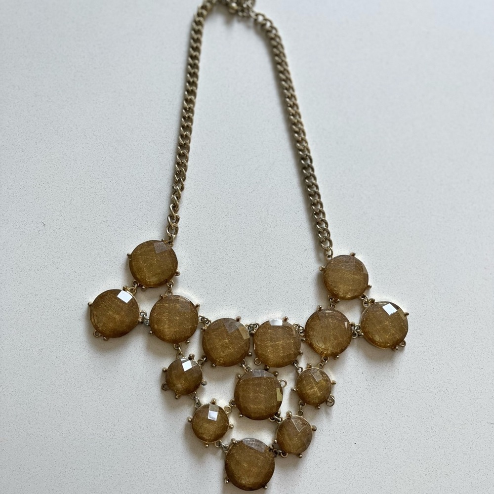 Geometric Light Brown / Gold Statement Necklace - image 1